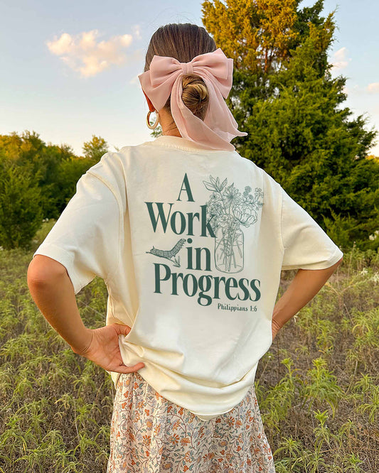 A Work in Progress Christian Comfort Colors® Tee | Philippians 1:6 Women's Graphic Shirt