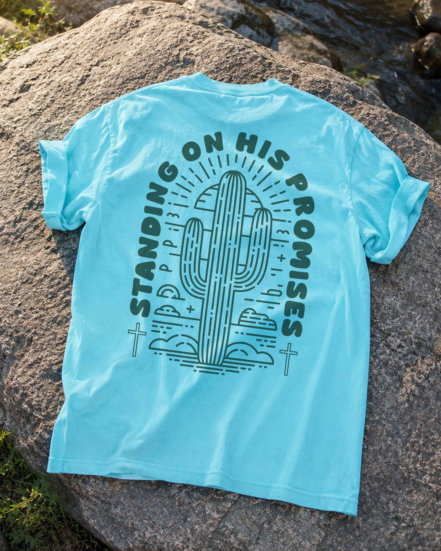 Standing on His Promises Christian Comfort Colors® Tee | Women's Faith Graphic Shirt