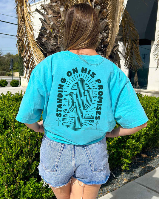 Standing on His Promises Christian Comfort Colors® Tee | Women's Faith Graphic Shirt