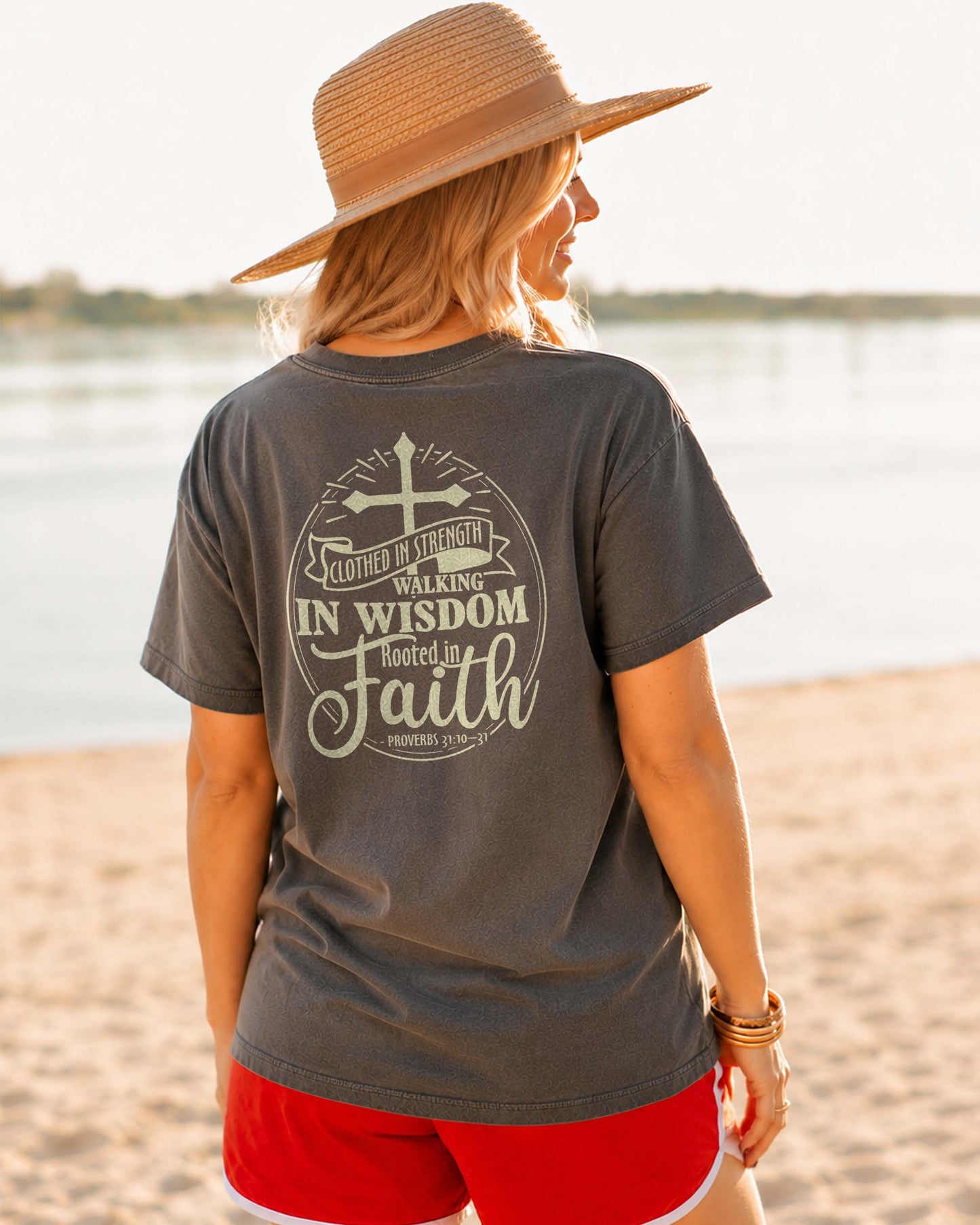 Clothed in Strength Walking in Wisdom Rooted in Faith Tee | Proverbs 31 Shirt