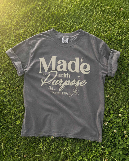 Made with Purpose Christian Comfort Colors® Tee | Psalm 139:13–16 Women's Graphic Shirt