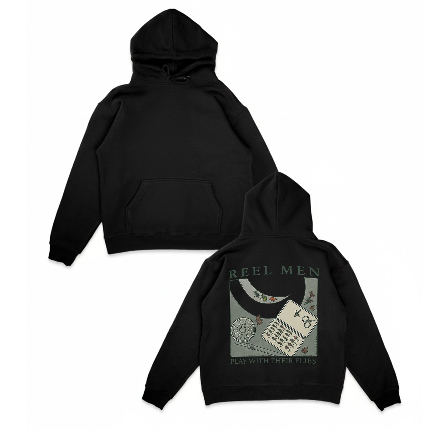 Reel Men Play With Their Flies Hoodie – Funny Fly Fishing Hoodie, Trout Angler Gift, Fly Tying Apparel