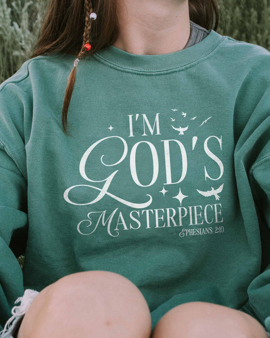 I'm God's Masterpiece Christian Comfort Colors® Sweatshirt | Ephesians 2:10 Women's Faith Crewneck