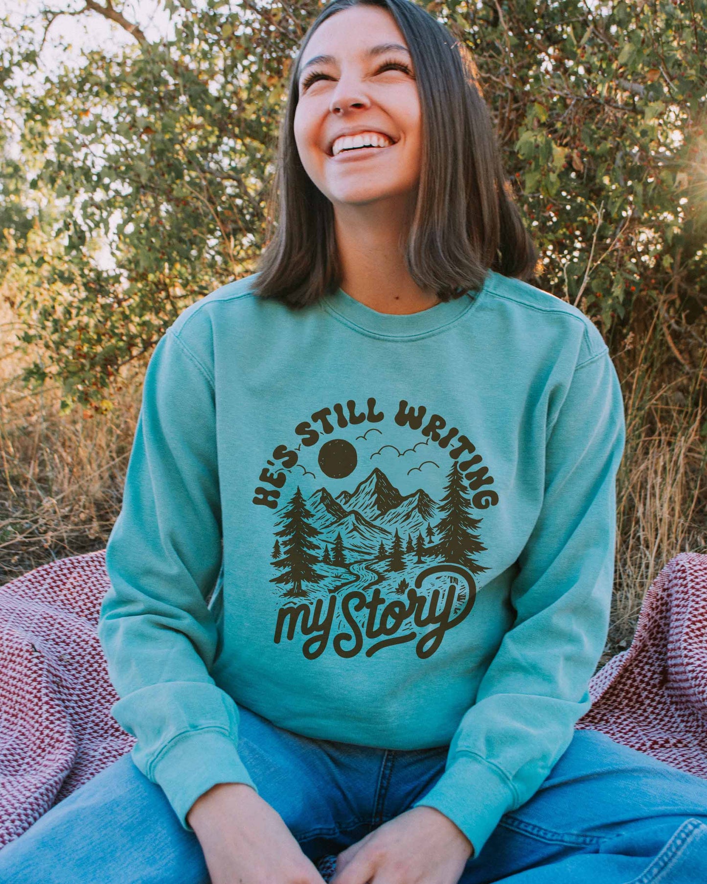 He's Still Writing My Story Christian Comfort Colors® Sweatshirt | Women's Faith Crewneck