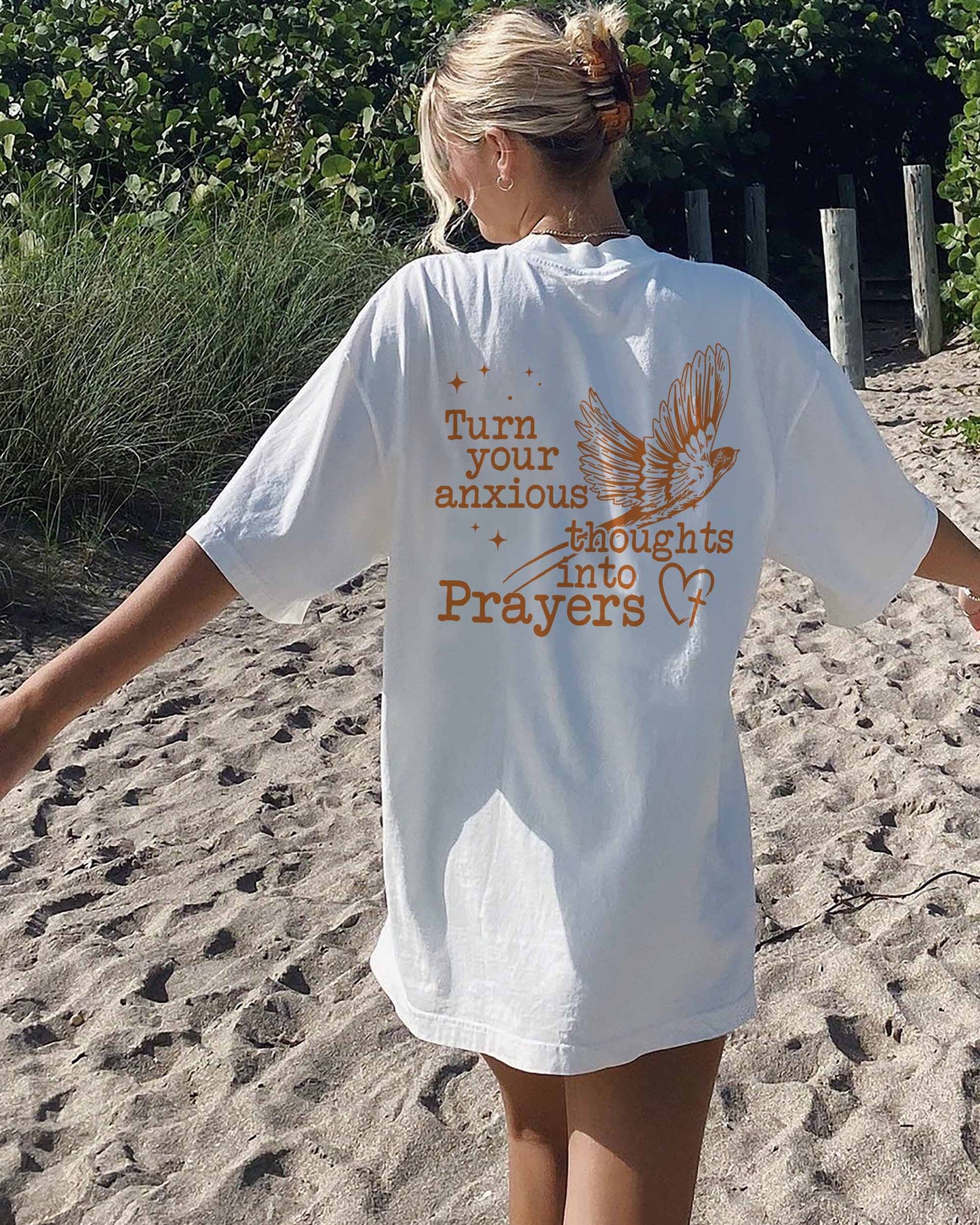 Turn Your Anxious Thoughts Into Prayers Christian Comfort Colors® Tee | Philippians 4:6 Women's Graphic Shirt