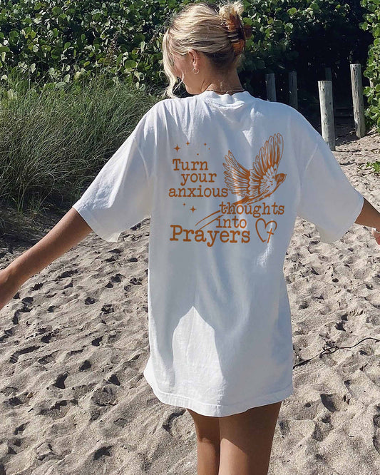 Turn Your Anxious Thoughts Into Prayers Christian Comfort Colors® Tee | Philippians 4:6 Women's Graphic Shirt