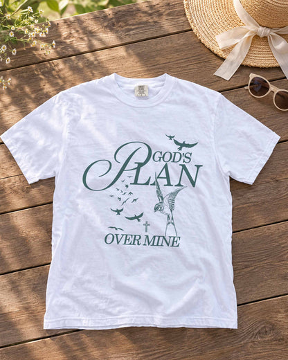 God's Plan Over Mine Christian Comfort Colors® Tee | Proverbs 3:5–6 Women's Graphic Shirt